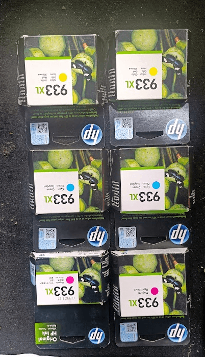 HP 933XL — vue d'ensemble des cartouches en boîte